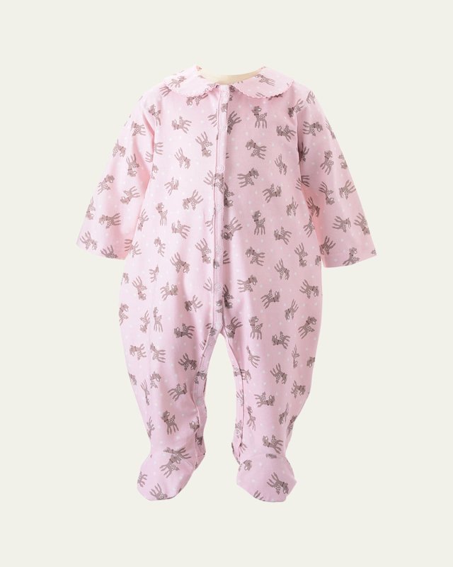 Polka Dot Fawn Printed Footie, Size Newborn-12